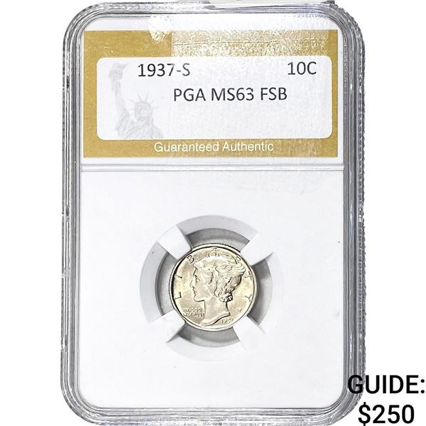 1937-S Mercury Silver Dime PGA MS63 FSB