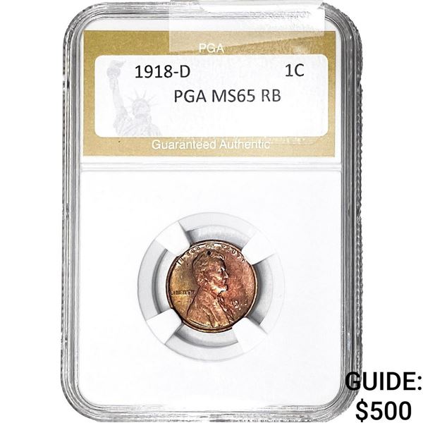1918-D Wheat Cent PGA MS65 RB