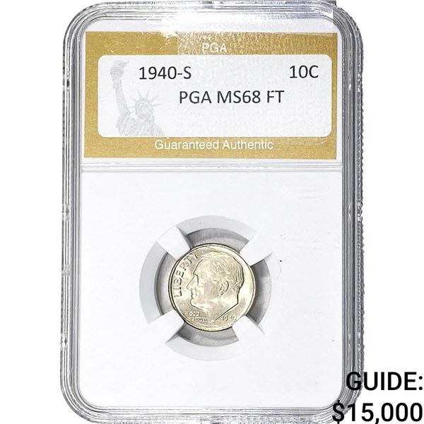 1940-S Roosevelt Dime PGA MS68 FT