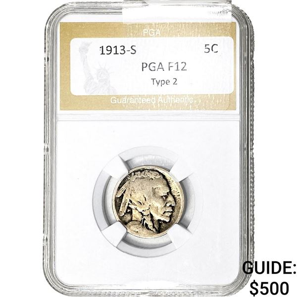 1913-S TY2 Buffalo Nickel PGA F12