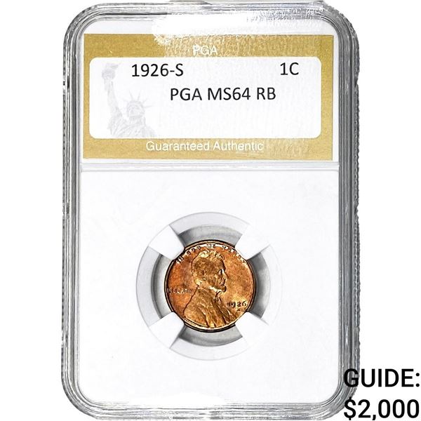 1926-S Wheat Cent PGA MS64 RB
