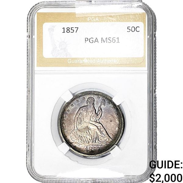 1857 Seated Liberty Half Dollar PGA MS61