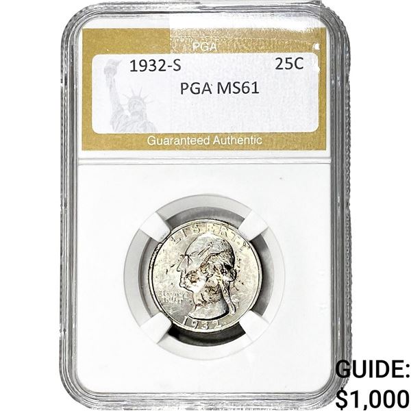 1932-S Washington Silver Quarter PGA MS61