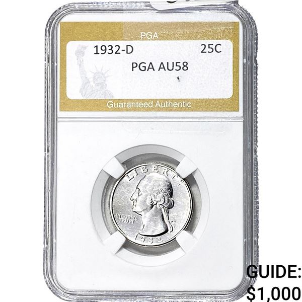 1932-D Washington Silver Quarter PGA AU58
