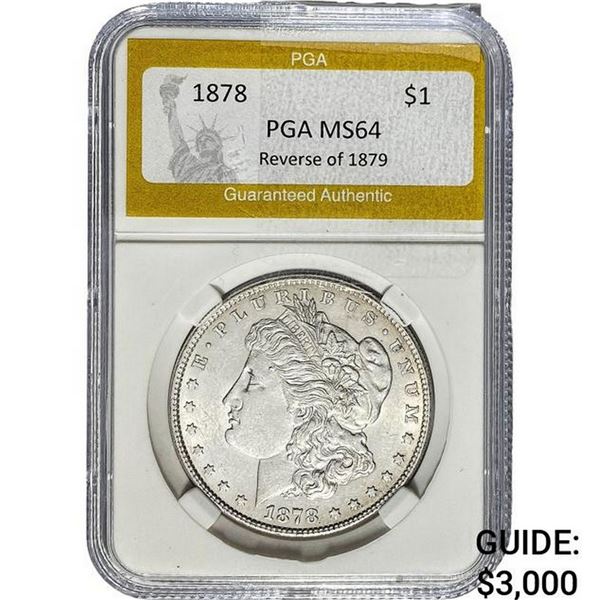 1878 REV 79 Morgan Silver Dollar PGA MS64