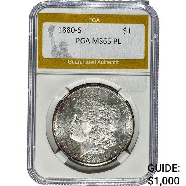 1880-S Morgan Silver Dollar PGA MS65 PL