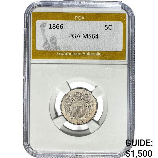 1866 Shield Nickel PGA MS64