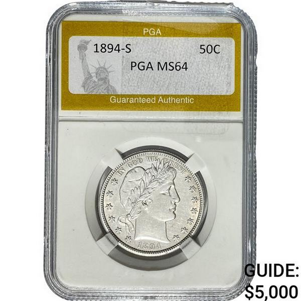 1894-S Barber Half Dollar PGA MS64