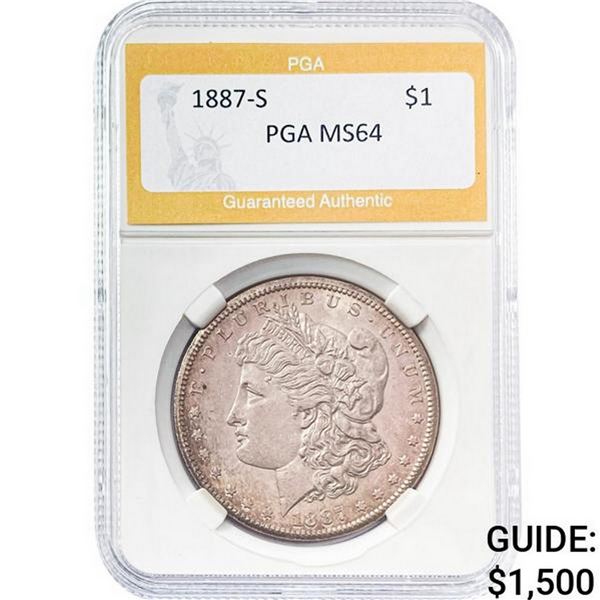 1887-S Morgan Silver Dollar PGA MS64