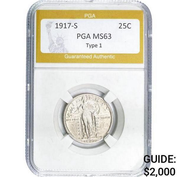 1917-S Type 2 Standing Liberty Quarter PGA MS64