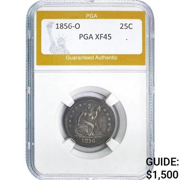 1856-O Seated Liberty Quarter PGA XF45