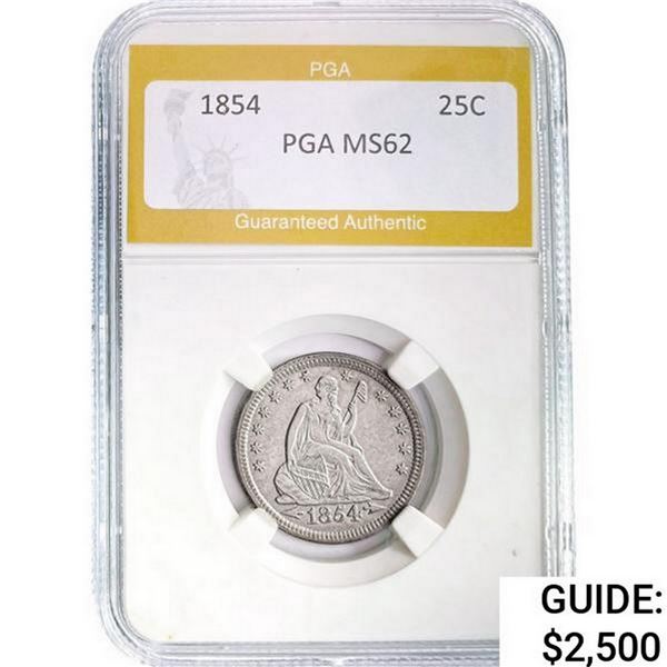 1854 Seated Liberty Quarter PGA M62