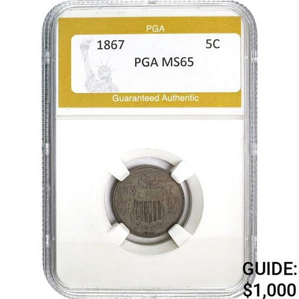 1867 Shield Nickel PGA MS65