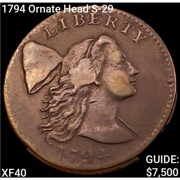 1794 Ornate Head S-29 Liberty Cap Cent NEARLY UNCIRCULATED