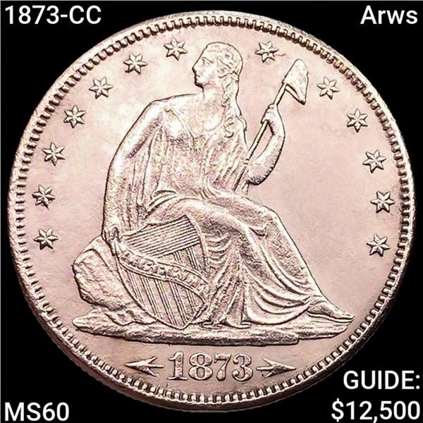 1873-CC Arws Seated Liberty Half Dollar UNCIRCULATED