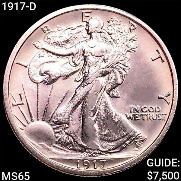 1917-D Walking Liberty Half Dollar GEM BU