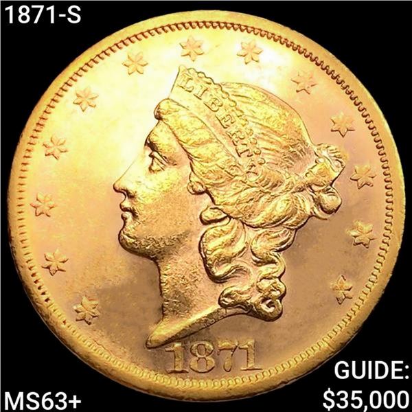 1871-S $20 Gold Double Eagle CHOICE BU+