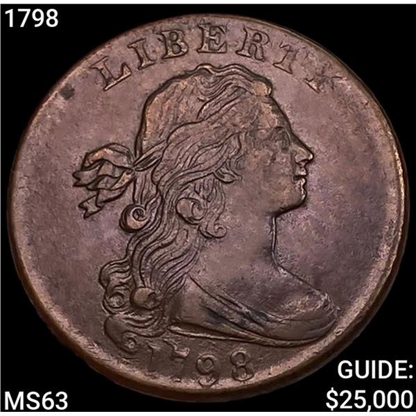 1798 Draped Bust Large Cent CHOICE BU
