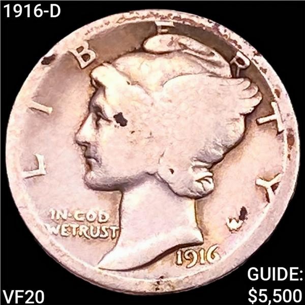1916-D Mercury Dime LIGHTLY CIRCULATED