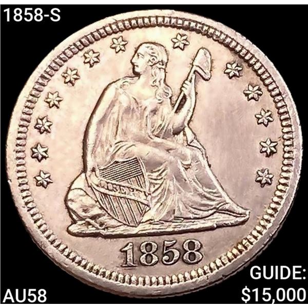 1858-S Seated Liberty Quarter CHOICE AU