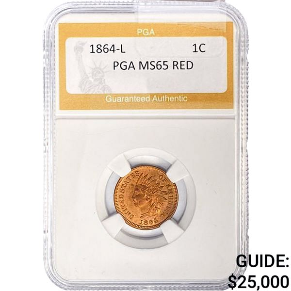 1864-L Indian Head Cent PGA MS65 RED