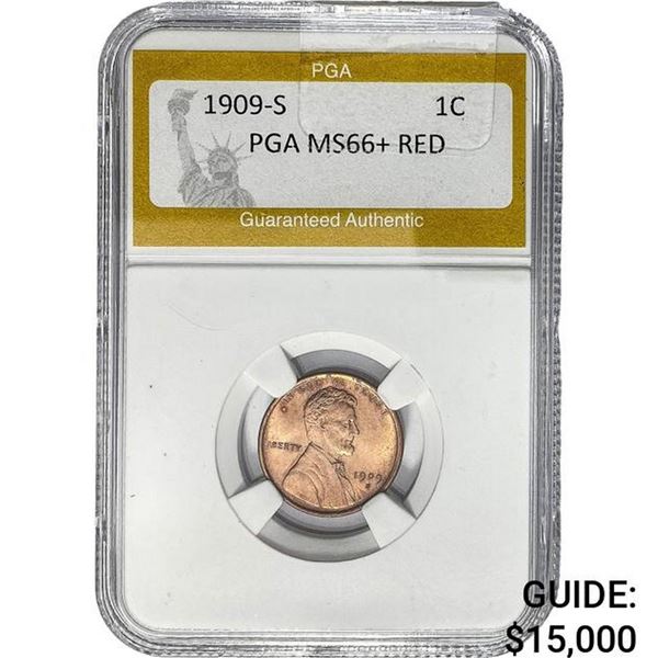 1909-S Wheat Cent PGA MS66+