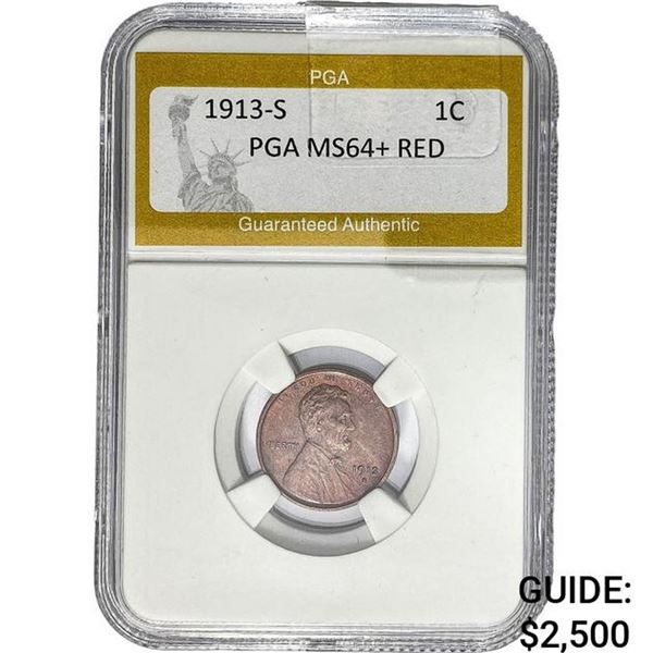 1913-S Wheat Cent PGA MS64+