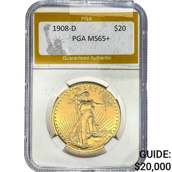 1908-D $20 Gold Double Eagle PGA MS65+