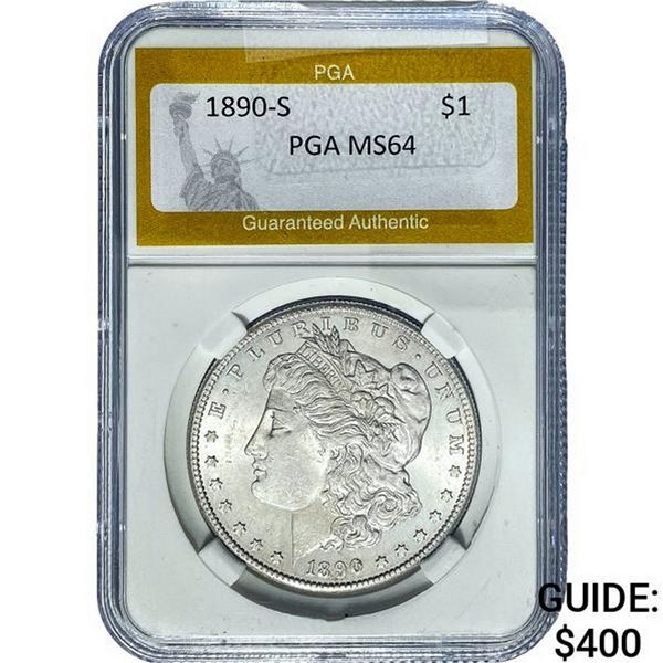 1890-S Morgan Silver Dollar PGA MS64