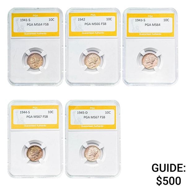 [5]1941-1945 Mercury Silver Dime PGA MS64-67 FSB