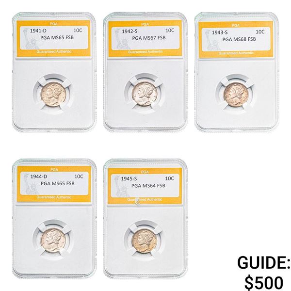 [5]1941-1945 Mercury Silver Dime PGA MS64-68 FSB