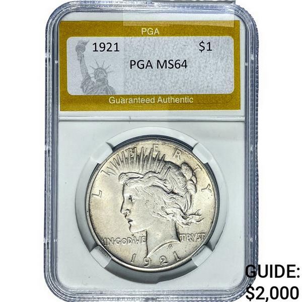 1921 Silver Peace Dollar PGA MS64