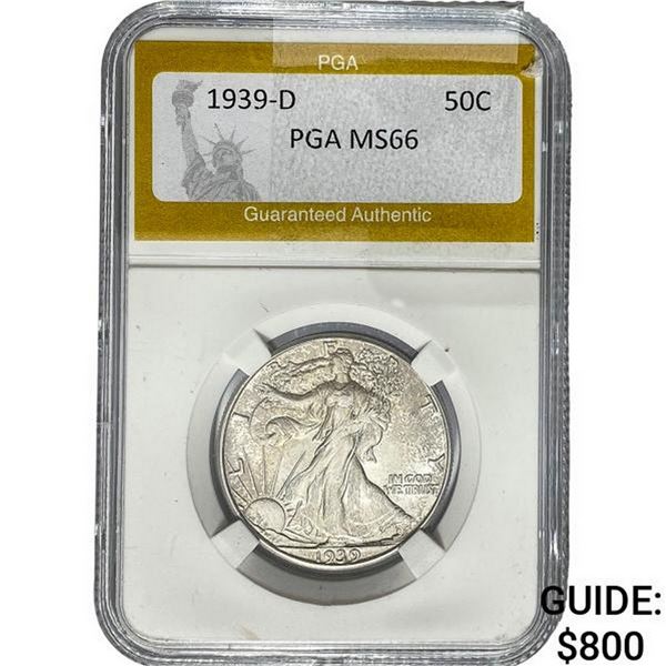 1939-D Walking Liberty Half Dollar PGA MS66