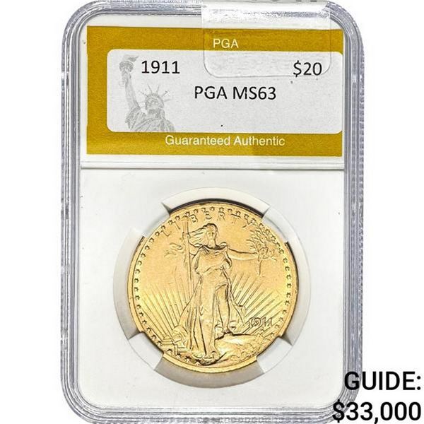 1911 $20 Gold Double Eagle PGA MS63