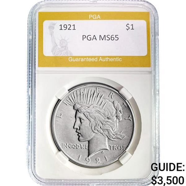1921 Silver Peace Dollar PGA MS65