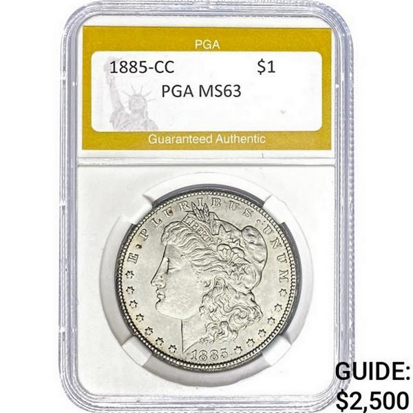1885-CC Morgan Silver Dollar PGA MS63