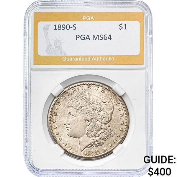 1890-S Morgan Silver Dollar PGA MS64
