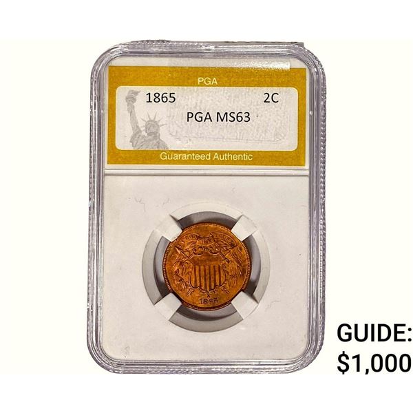 1865 Two Cent Piece PGA MS63