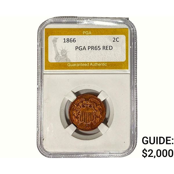 1866 Two Cent Piece PGA PR65 RED