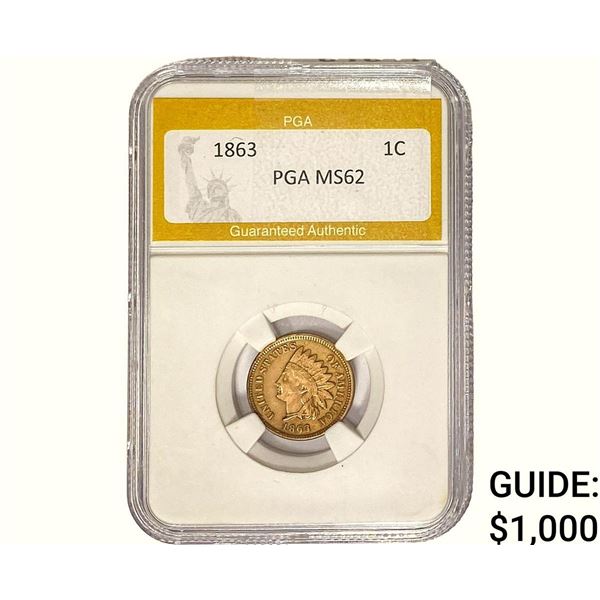 1863 Indian Head Cent PGA MS62