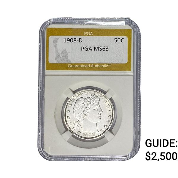 1908-D Barber Half Dollar PGA MS63