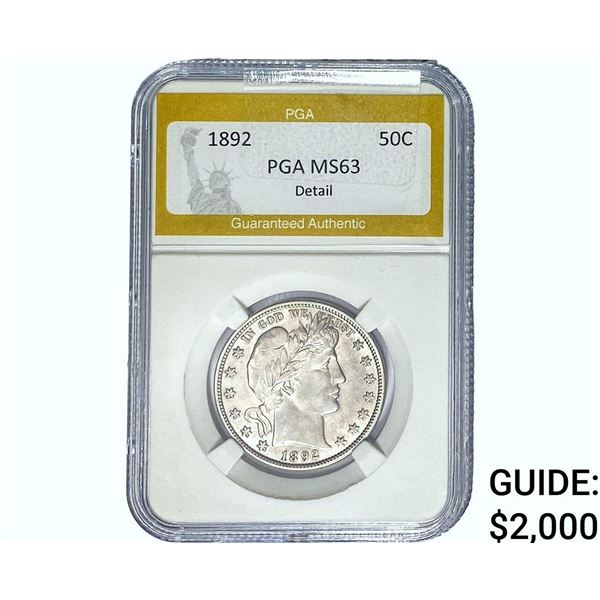1892 Barber Half Dollar PGA MS63