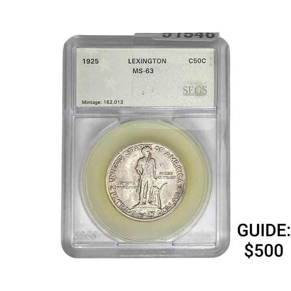 1925 Lexington Half Dollar SEGS MS63