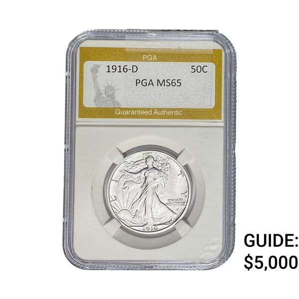 1916-D Walking Liberty Half Dollar PGA MS65