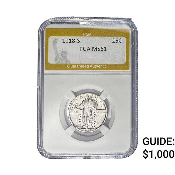 1918-S Standing Liberty Quarter PGA MS61