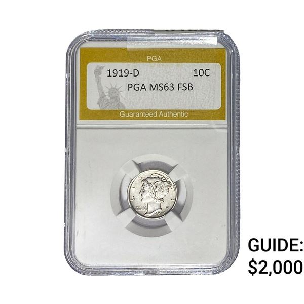 1919-D Mercury Silver Dime PGA MS63 FSB