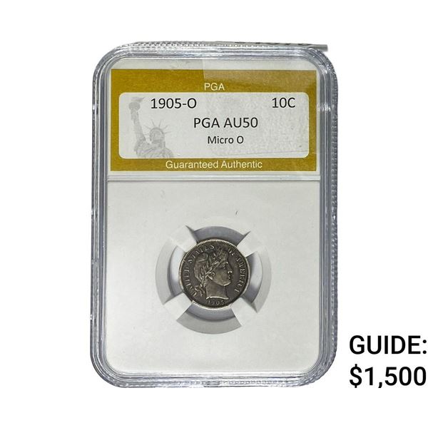 1905-O Barber Dime PGA AU50