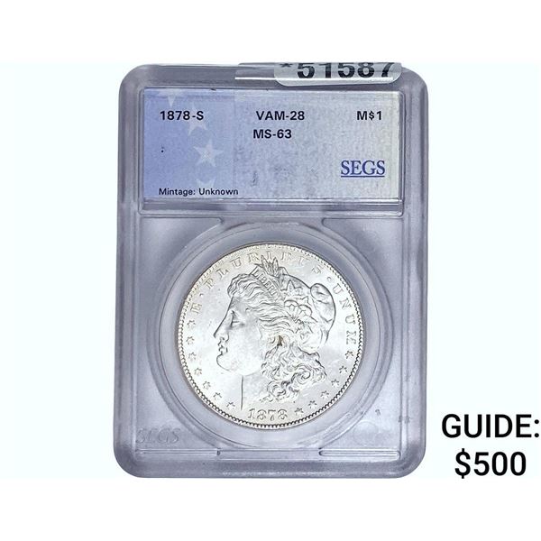 1878-S Morgan Silver Dollar SEGS MS63