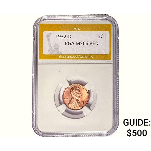 1932-D Wheat Cent PGA MS66 RED