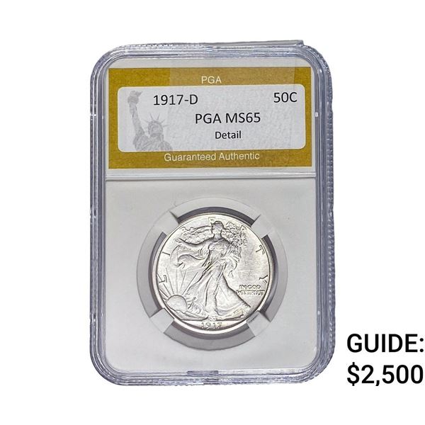 1917-D Walking Liberty Half Dollar PGA MS65